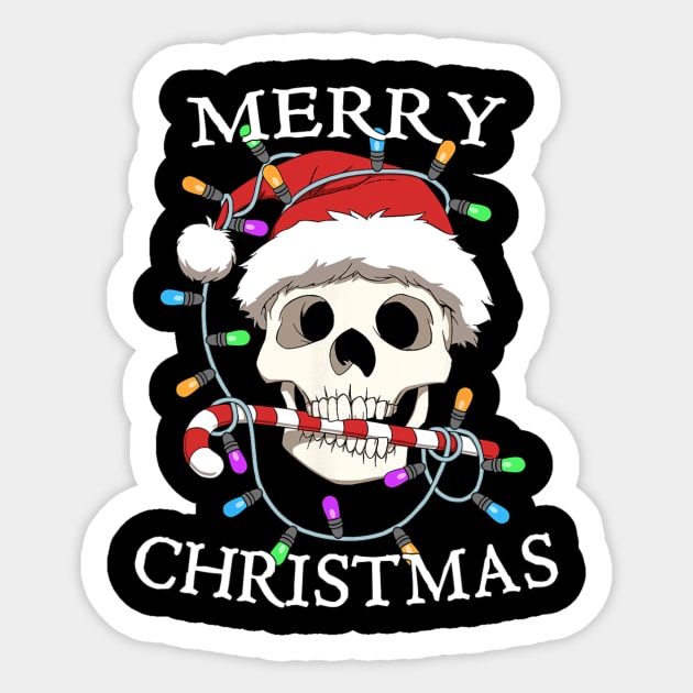 Merry Christmas Skull Skeleton Sticker by nadenescarpellos